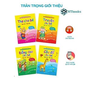 Tủ sách tiềm thức cho bé 0-6 tuổi: Đồng dao - Thơ - Truyện - Câu đố cho bé tập nói, tập đọc (4 quyển) - NTbooks - Nha Nha