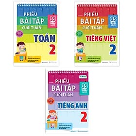 Combo Phiếu Bài Tập Cuối Tuần Toán, Tiếng Việt, Tiếng Anh Lớp 2 (Global) - Việt An