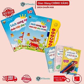 Sách Song Ngữ Anh Việt 1+ Kèm Bộ 3 Vở Luyện Viết Tự Xóa Thần Kỳ - Việt Anh