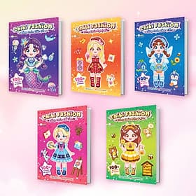 Combo 5 Cuốn Chibi Fashion (500+ stickers dễ thương) - Sách bóc dán sticker cho bé gái - Gã