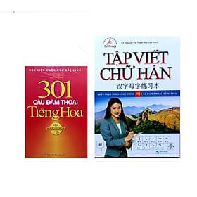 Bộ sách 301 câu đàm thoại tiếng hoa bản màu tặng kèm CD, tập viết chữ hán