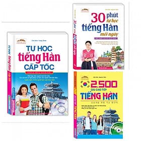Combo Sách Học Tiếng Hàn: Tự Học Tiếng Hàn Cấp Tốc + 30 Phút Tự Học Tiếng Hàn Mỗi Ngày + 2500 Câu Giao Tiếng Hàn- tặng Bookmark PĐ - Minh Minh