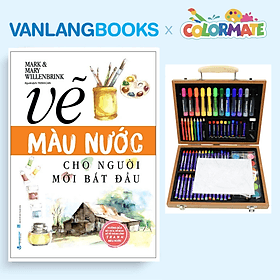 Sách Vẽ Màu Nước Cho Người Mới Bắt Đầu + Bộ Màu Vẽ Đa Năng Hộp Gỗ M88 - Vanlangbooks x Colormate