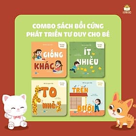 Combo Sách Song Ngữ BÉ HỌC GIAO TIẾP 2 - Từ Vựng Đối Lập (To - Nhỏ, Giống - Khác, Ít - Nhiều , Trên - Dưới), Sách Bồi Cứng Phát Triển Ngôn Ngữ Cho Bé - Song Phát