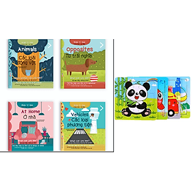 Combo:: Cùng Kéo Và Nhìn (Sách Song Ngữ Có Tương Tác): Ở Nhà + Các Phương Tiện + Từ Trái Nghĩa + Các Loại Động Vật. Tặng tranh ghép hình cho bé - Phương Trà