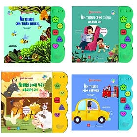 Combo 4Q Sách Lật Mở Tương Tác - SÁCH ÂM THANH + Poster An Toàn Cho Bé (Sách kích thích não bộ của trẻ) - An Thi