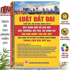 Sách Luật Đất Đai sửa đổi, bổ sung năm 2024 – Quy Định Mới Về Giá Đất, Bồi Thường, Hỗ Trợ, Tái Định Cư Khi Nhà Nước Thu Hồi Đất – Quy Định Về Xử Phạt Vi Phạm Hành Chính Trong Lĩnh Vực Đất Đai (V2579N) - Thu Hà