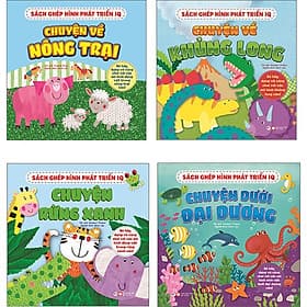 Combo Bộ 4 Cuốn - Dành cho Lứa Tuổi Từ (3 - 6 Tuổi) - Sách Ghép Hình Phát Triển IQ: Chuyện Kể Về Nông Trại + Khủng Long + Đại Dương + Rừng Xanh - 