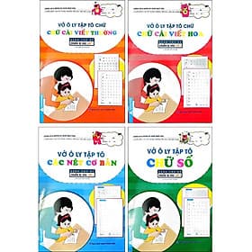 Combo Vở Ô Ly Tập Tô - Dành Cho Bé Chuẩn Bị Vào Lớp 1: Chữ Số, Các Nét Cơ Bản, Chữ Cái Viết Thường, Chữ Cái Viết Hoa_ABB - 