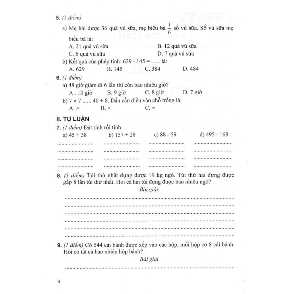 Sách - Bộ Đề Kiểm Tra Môn Toán + Tiếng Việt Lớp 3 - Combo 2 Tập - Dùng Kèm SGK Chân Trời Sáng Tạo - Hồng Ân - ảnh 6