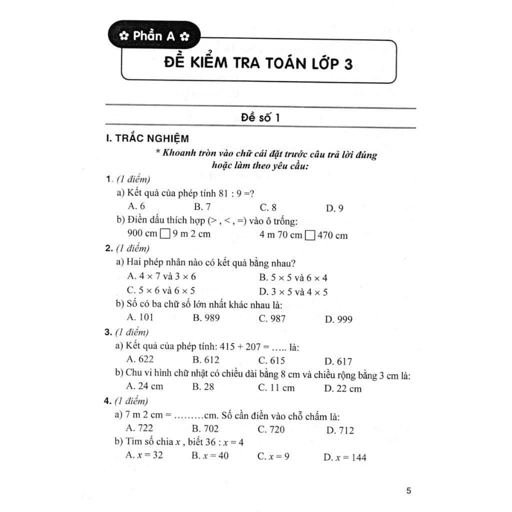Sách - Bộ Đề Kiểm Tra Môn Toán + Tiếng Việt Lớp 3 - Combo 2 Tập - Dùng Kèm SGK Chân Trời Sáng Tạo - Hồng Ân - ảnh 5