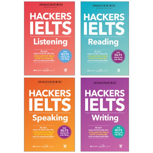 Sách Combo Sách Hackers Ielts Trọn Bộ - Writing + Listening + Reading + Speaking - Hackers