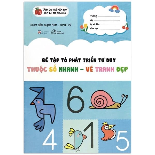 Sách Bé Tập Tô Phát Triển Tư Duy - Thuộc Số Nhanh - Vẽ Tranh Đẹp - MOM