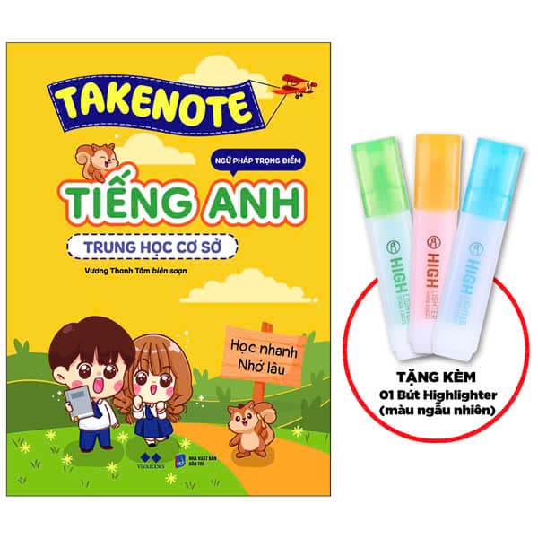 Sách Takenote - Ngữ Pháp Trọng Điểm Tiếng Anh Trung Học Cơ Sở - Tặng - Vương Thanh Tâm