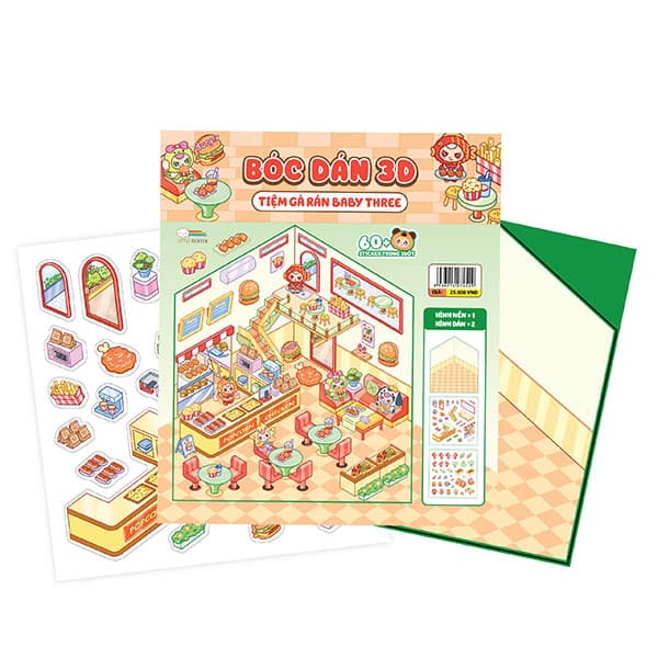 Sách Bóc Dán 3D - Tiệm Gà Rán Baby Three - Little Rainbow