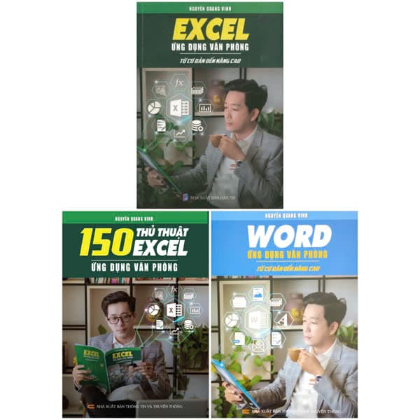 Sách Combo Sách Excel Ứng Dụng Văn Phòng + 150 Thủ Thuật Excel + Word Ứng - Nguyễn Quang Vinh