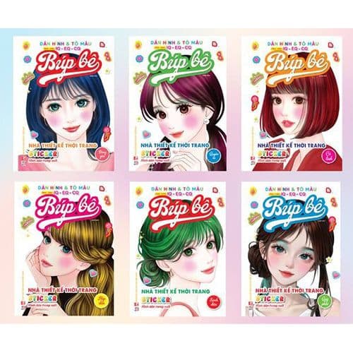 Combo 6 quyển: Dán Hình & Tô Màu Búp Bê - Nhà Thiết Kế Thời Trang - Quyến rũ - Sticker Trong Suốt