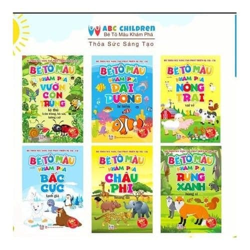 Combo 6 quyển - Bé tô màu - Khám phá Châu Phi hoang dã + Bé tô màu - Khám phá Bắc cực lạnh giá + Bé tô màu - Khám phá vườn côn trùng kì thú + Bé tô màu - Khám phá rừng xanh hùng vĩ + Bé tô màu - Khám phá đại dương bí hiểm + Bé tô màu - Khám phá nông trại