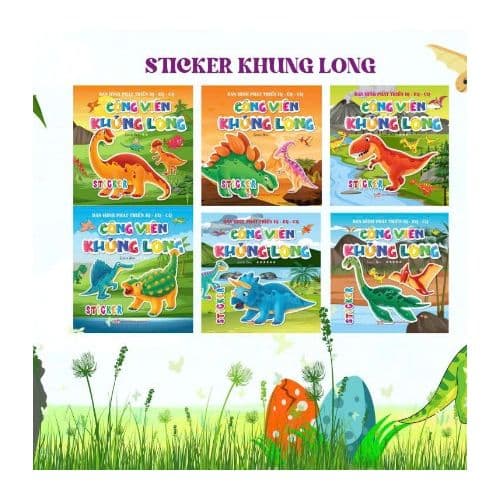 Combo 6 quyển: Công Viên Khủng Long - dán hình phát triển IQ - EQ - CQ (Sách thiếu nhi- Dán hình) - Đan Long