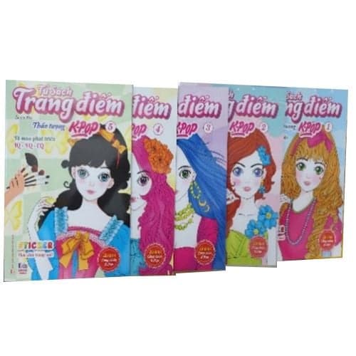 Combo 5 quyển: Trang điểm Thần tượng K-Pop - Tô màu PT IQ-EQ-CQ - Sticker trong suốt ( Sách thiếu nhi- Tô màu dán hình) - Trong Suốt