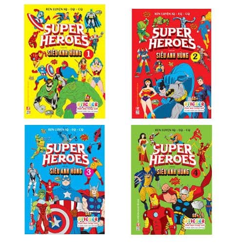 Combo 4 quyển: Supper Heroes - Siêu anh hùng - sticker trong suốt ( Sách thiếu nhi Dán hình ) - Trong Suốt