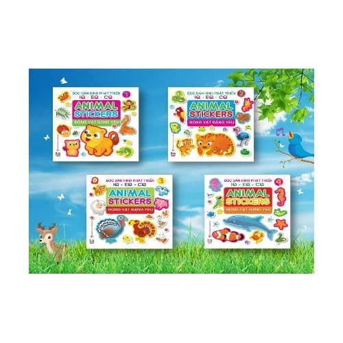 Combo 4 quyển - Bóc dán hình phát triển IQ - EQ - CQ - Động vật đáng yêu