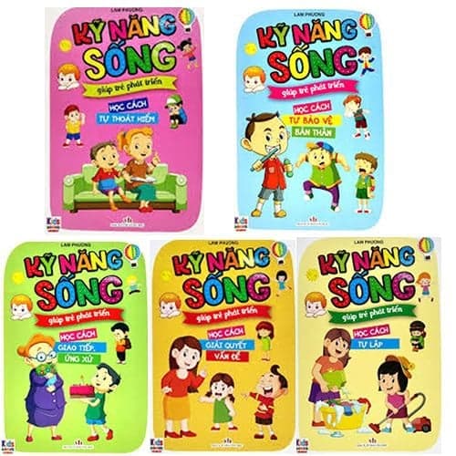 Combo 5 quyển: Kỹ Năng Sống Giúp Trẻ Phát Triển - Học cách tự thoát hiểm + Học cách tự bảo vệ bản thân + Học cách giao tiếp ứng xử + Học cách giải quyết vấn đề + Học cách tự lập
