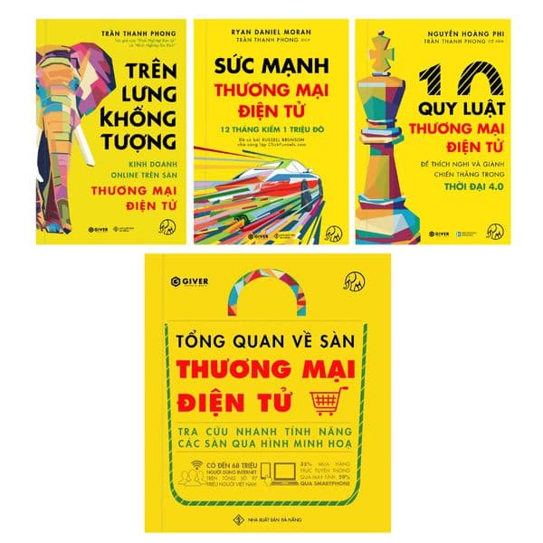 Trọn Bộ 4 Quyển Sách Trên Lưng Khổng Tượng - Kinh Doanh Online Trên Sàn Thương Mại Điện Tử - Khởi Nghiệp Với Bán Hàng Qua Mạng và Nhãn Hàng Riêng - Cao Quân