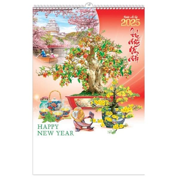 Lịch Lò Xo 7 tờ 2025 - BONSAI TỨ QUÝ ( MT22 )