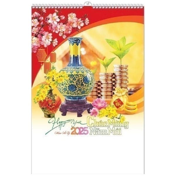 Lịch Lò Xo 7 tờ 2025 - BÌNH GỐM ( MT33 )